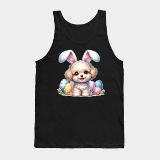 Puppy Poodle Bunny Ears Easter Eggs Happy Easter Day Tank Top